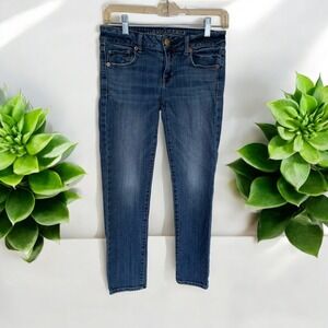 American Eagle Skinny Stretch Denim Jeans Dark Wash Women's Size 2 Short‎